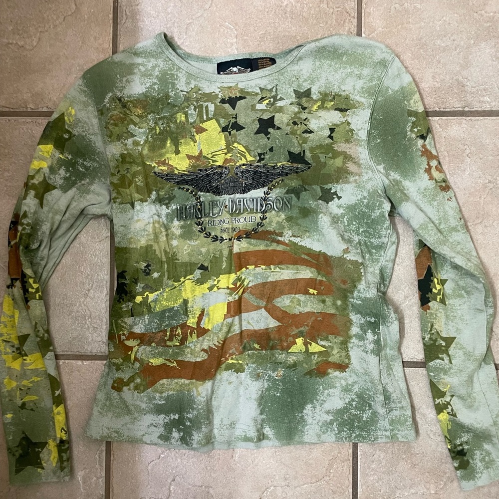 Vintage Y2K, Harley Davidson, women’s long sleeve tops